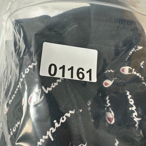 Champion Jumper Mens Large All Over Print Reverse Weave Hoodie Pullover Black - Picture 11 of 11